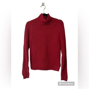 Abercrombie & Fitch Muscle Women’s Red Chunky Ribbed Mock Turtleneck Sweater L